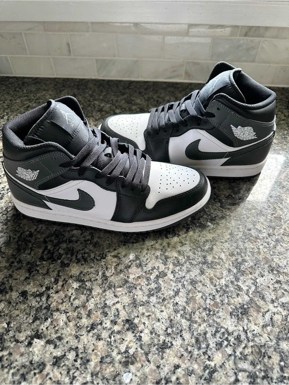 Jordan Men's Black and White Mid-Top Basketball Sneakers